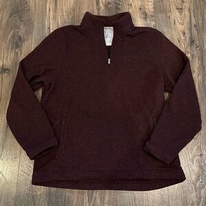 GUC Men's Van Heusen Burgundy Quarter Zip Pullover, Regular Fit Sweater, Size XL